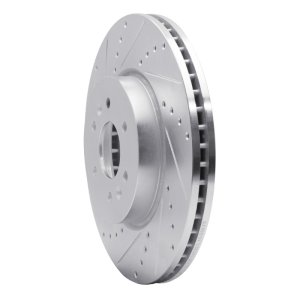 Kia BORREGO Brake Rotor (1) - Front Left - R1 Concepts - Drilled & Slotted - Silver - `09-`10